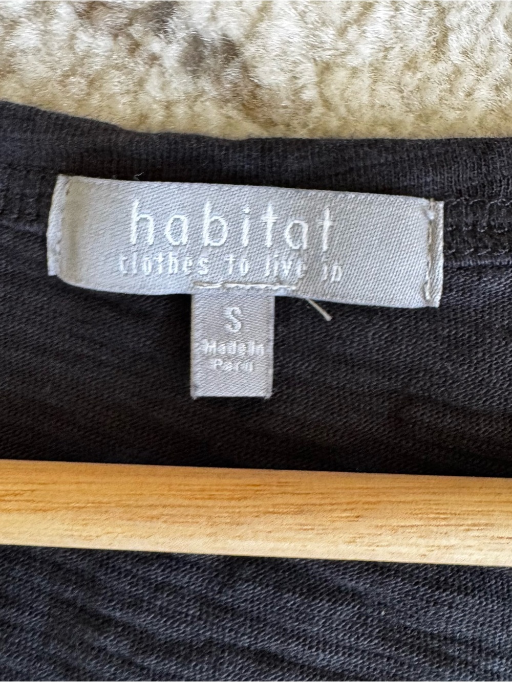 Habitat Pieced Pocket Tunic Top Size S Black Diagonal Hem Cotton Shirt - Picture 3 of 4